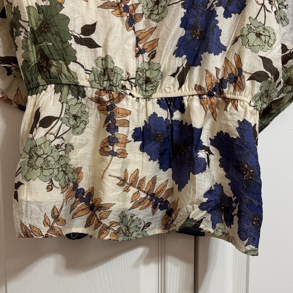 Hayden Women's Floral Blouse - Blue, Green, and Cream - Picture 12 of 13